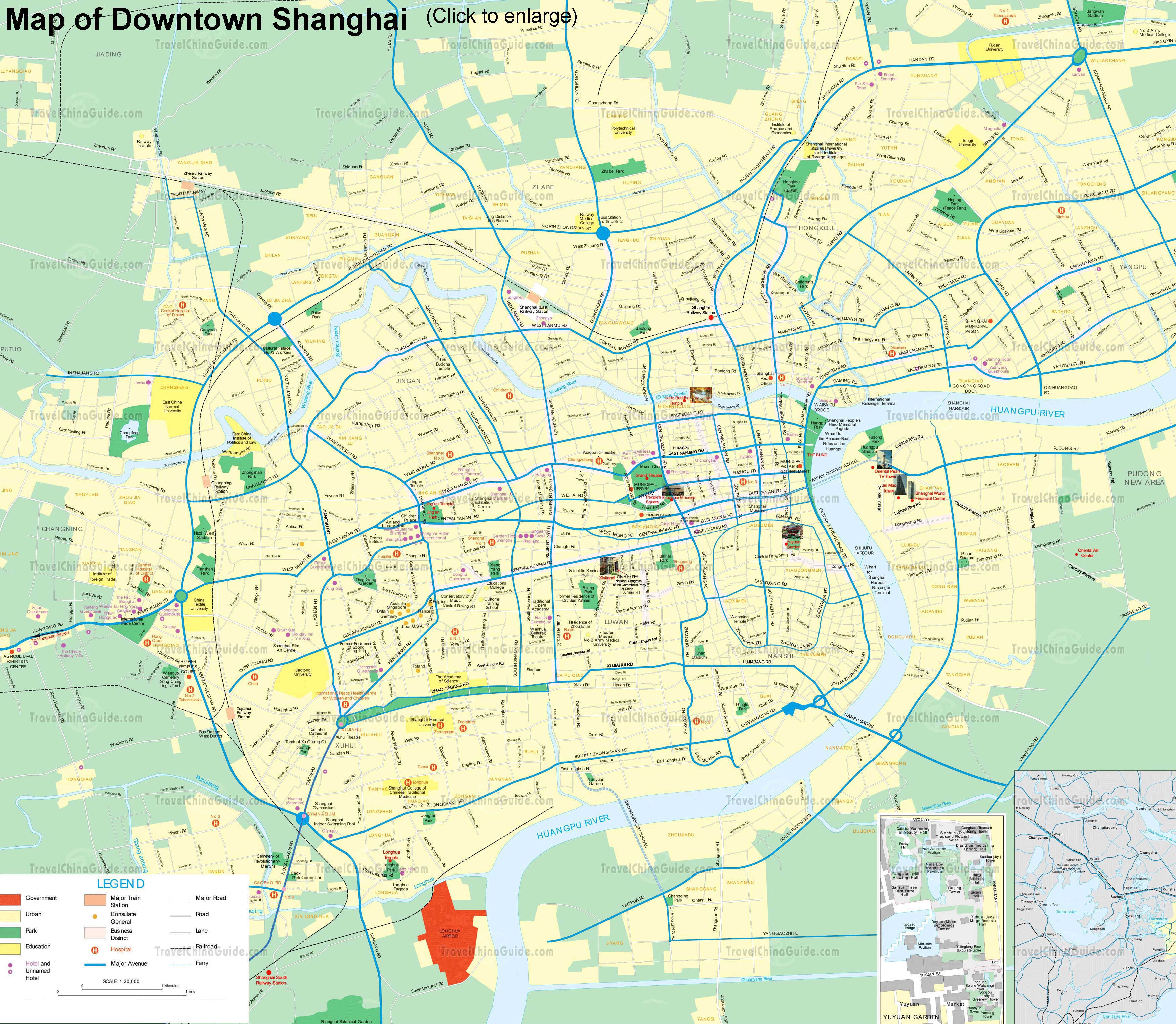 Mapa centro de Shanghai - China - Asia